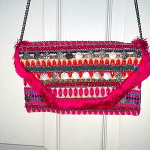 EXPRESS magenta fringe crossbody